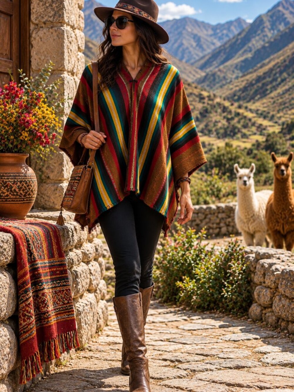 Rare Peruvian Andean Wool Poncho – Traditional Handwoven Textile